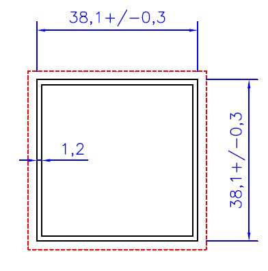 TUBO QUAD. 1.1/2 PAREDE 1.2MM - NAT. - KG - NH