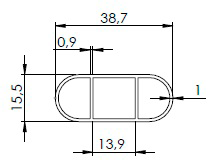 TUBO OBLONGO 38.7X15.5 PAREDE 1MM COM. - NAT - KG - NH