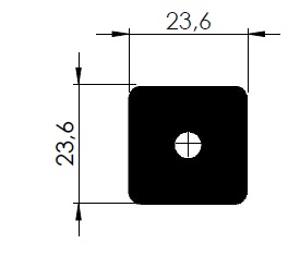 PUXADOR QUAD. 23.6MM C/ FURO CANTO ARRED. - NAT- KG - NH