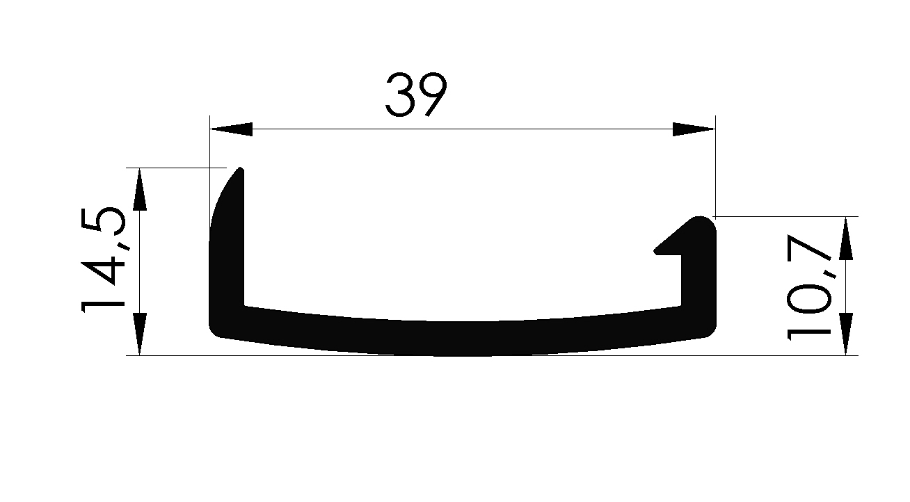 PERFIL LATERAL PARA MESA 39X14.5MM - KG - NAT - NH