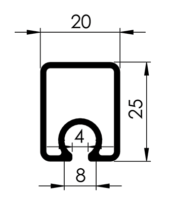 PERFIL TRAVA TELA 25X20X1.5MM - NAT - KG - NH