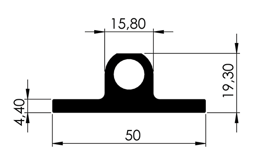 PERFIL FERRAGEM 50 X 19.3MM - NAT. - KG - NH