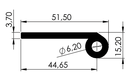 PERFIL FERRAGEM 51.5 X 3.7MM - NAT. - KG - NH