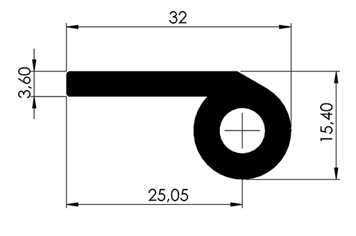 PERFIL FERRAGEM 32 X 3.6MM - NAT. - KG - NH